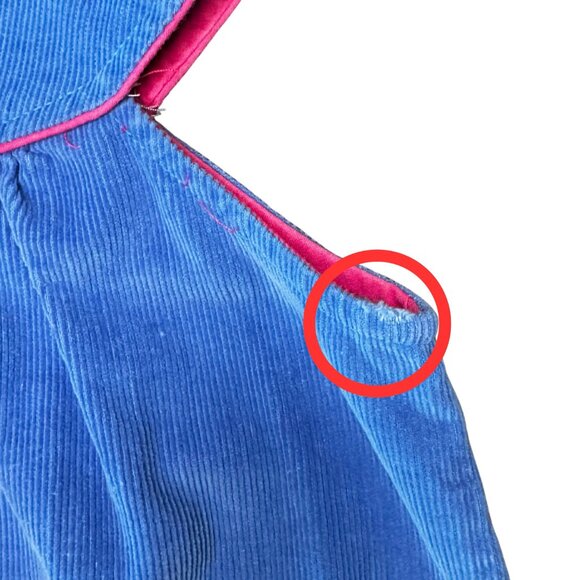 Frog Legs Toddler Corduroy Dress | Size 3T | Blue Sleeveless w/ Bird & Heart Ap - Picture 8 of 8